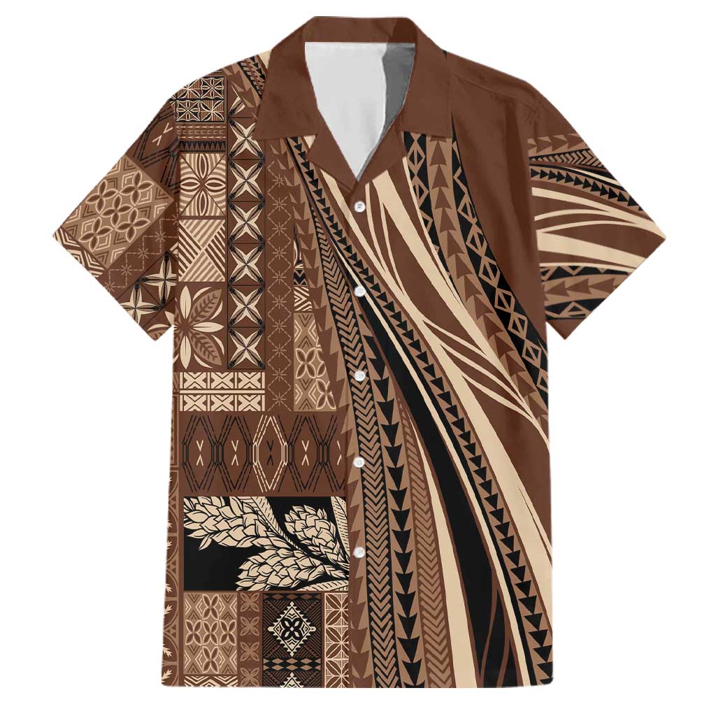 Pasifika Women's Day - Samoa Siapo Malu Tattoo Inspired Family Matching Summer Maxi Dress and Hawaiian Shirt Brown