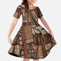 Pasifika Women's Day - Samoa Siapo Malu Tattoo Inspired Family Matching Tank Maxi Dress and Hawaiian Shirt Brown