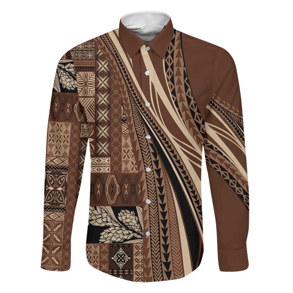 Pasifika Women's Day - Samoa Siapo Malu Tattoo Inspired Family Matching Tank Maxi Dress and Hawaiian Shirt Brown