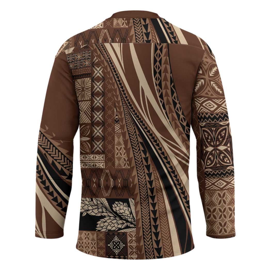 Pasifika Women's Day - Samoa Siapo Malu Tattoo Inspired Hockey Jersey Brown LT7 - Polynesian Pride