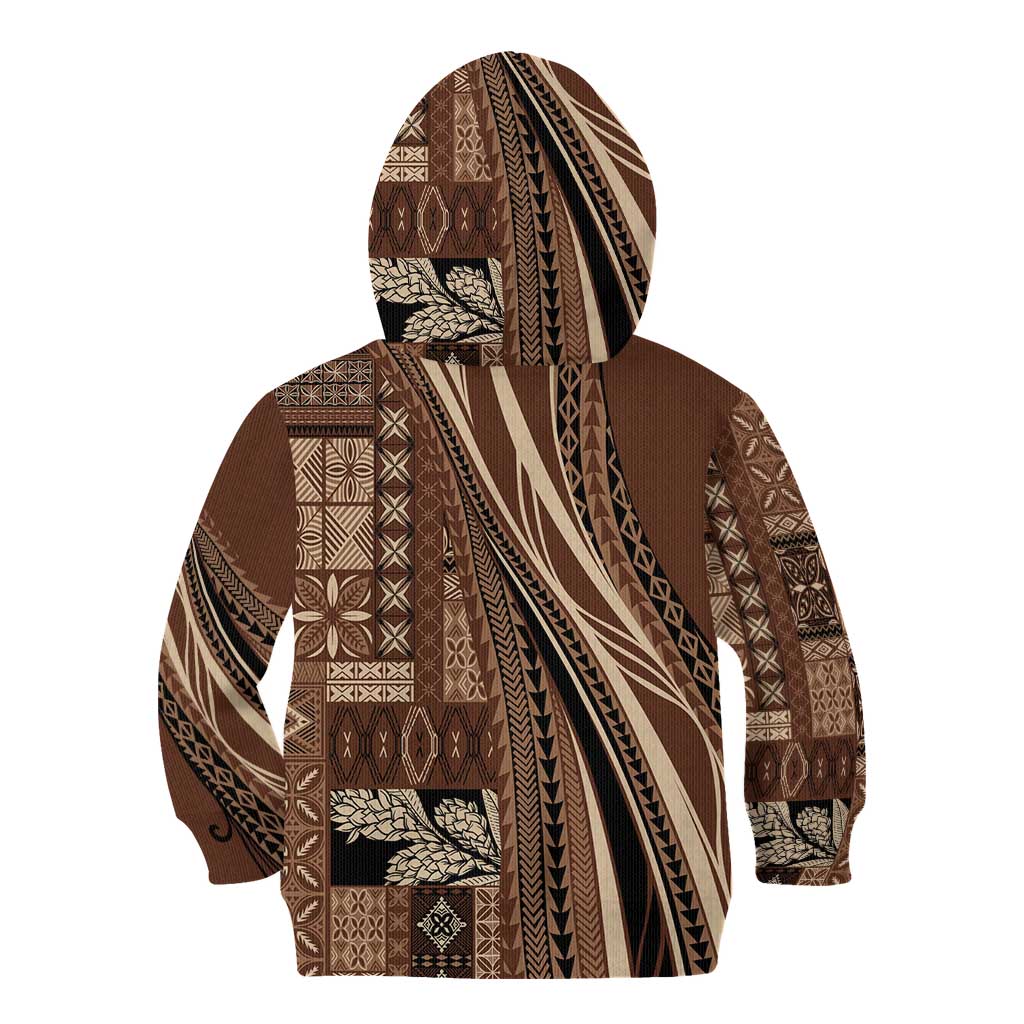 Pasifika Women's Day - Samoa Siapo Malu Tattoo Inspired Kid Hoodie Brown