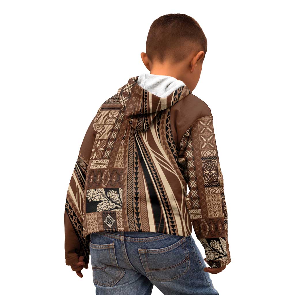 Pasifika Women's Day - Samoa Siapo Malu Tattoo Inspired Kid Hoodie Brown