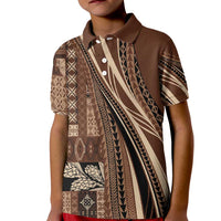 Pasifika Women's Day - Samoa Siapo Malu Tattoo Inspired Kid Polo Shirt Brown