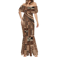 Pasifika Women's Day - Samoa Siapo Malu Tattoo Inspired Mermaid Dress Brown