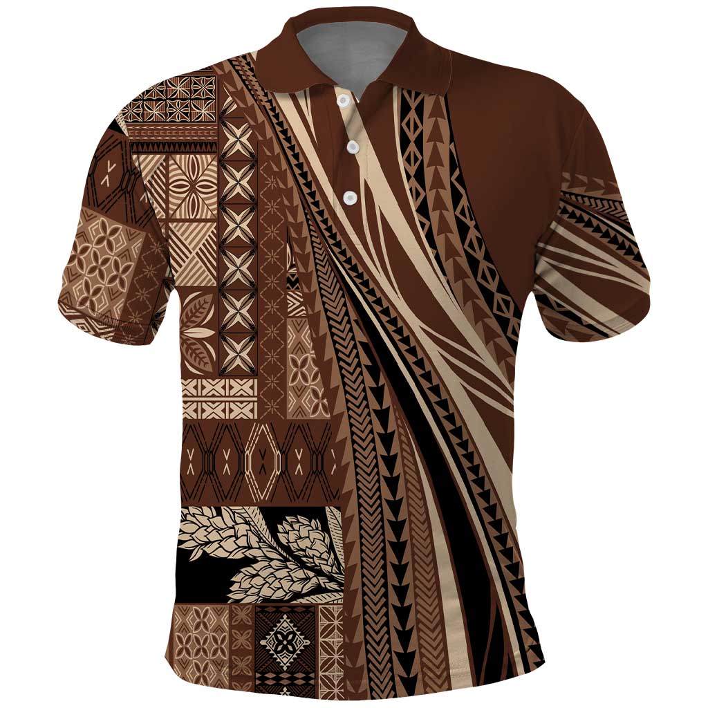 Pasifika Women's Day - Samoa Siapo Malu Tattoo Inspired Polo Shirt Brown
