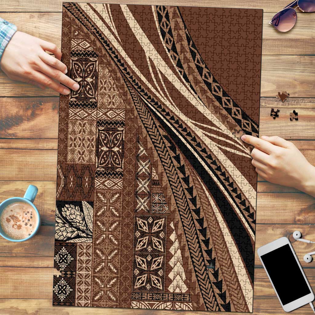 Pasifika Women's Day - Samoa Siapo Malu Tattoo Inspired Puzzle Brown