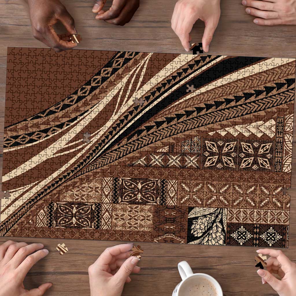 Pasifika Women's Day - Samoa Siapo Malu Tattoo Inspired Puzzle Brown