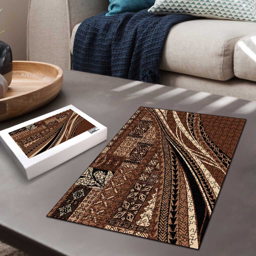 Pasifika Women's Day - Samoa Siapo Malu Tattoo Inspired Puzzle Brown