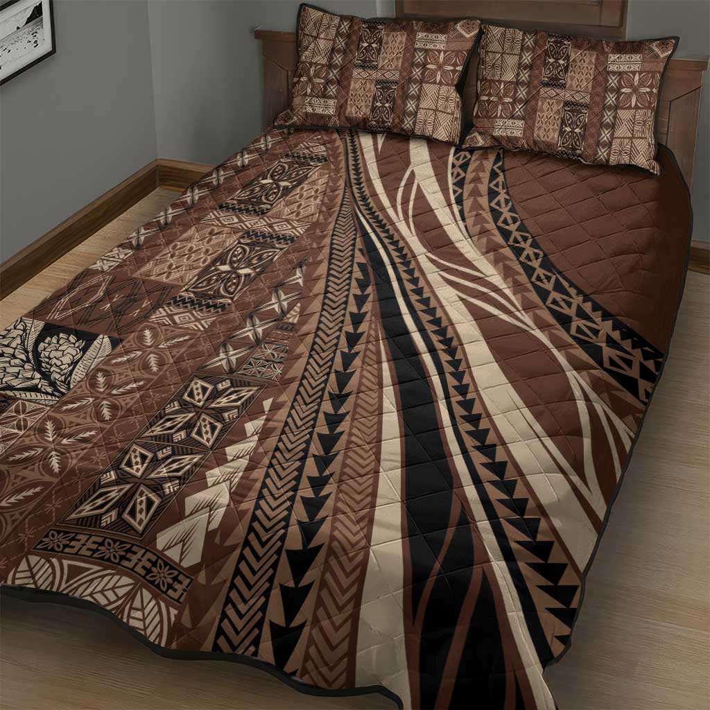 Pasifika Women's Day - Samoa Siapo Malu Tattoo Inspired Quilt Bed Set Brown