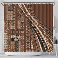 Pasifika Women's Day - Samoa Siapo Malu Tattoo Inspired Shower Curtain Brown