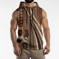 Pasifika Women's Day - Samoa Siapo Malu Tattoo Inspired Sleeveless Zip Hoodie Brown