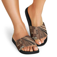 Pasifika Women's Day - Samoa Siapo Malu Tattoo Inspired Slide Sandals Brown