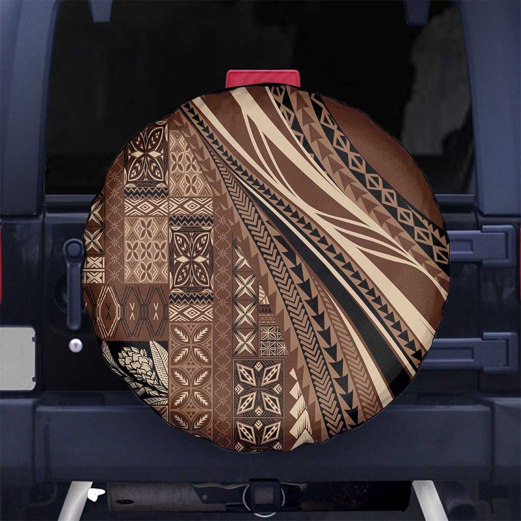 Pasifika Women's Day - Samoa Siapo Malu Tattoo Inspired Spare Tire Cover Brown LT7 No hole Brown - Polynesian Pride
