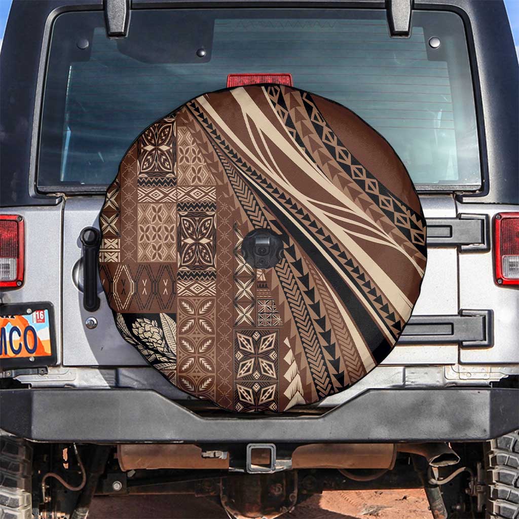 Pasifika Women's Day - Samoa Siapo Malu Tattoo Inspired Spare Tire Cover Brown LT7 Brown - Polynesian Pride