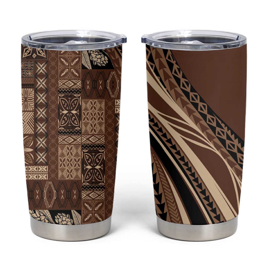Pasifika Women's Day - Samoa Siapo Malu Tattoo Inspired Tumbler Cup Brown LT7 Brown - Polynesian Pride