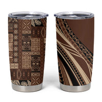 Pasifika Women's Day - Samoa Siapo Malu Tattoo Inspired Tumbler Cup Brown LT7 Brown - Polynesian Pride