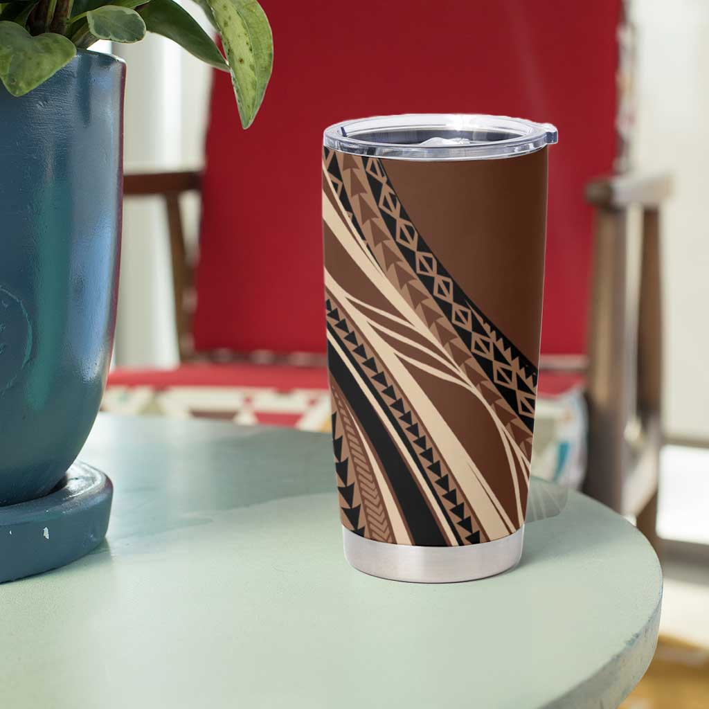 Pasifika Women's Day - Samoa Siapo Malu Tattoo Inspired Tumbler Cup Brown LT7 - Polynesian Pride