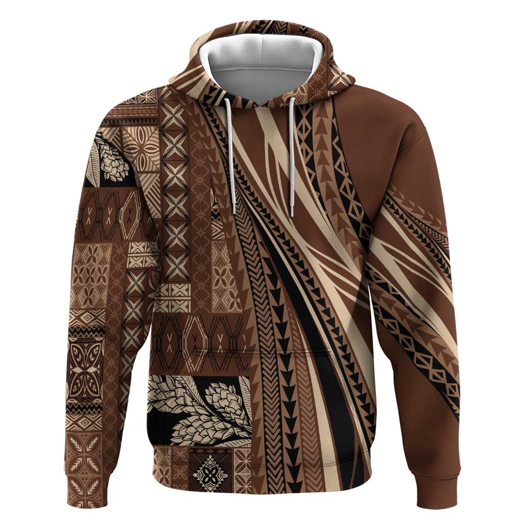 Pasifika Women's Day - Samoa Siapo Malu Tattoo Inspired Zip Hoodie Brown