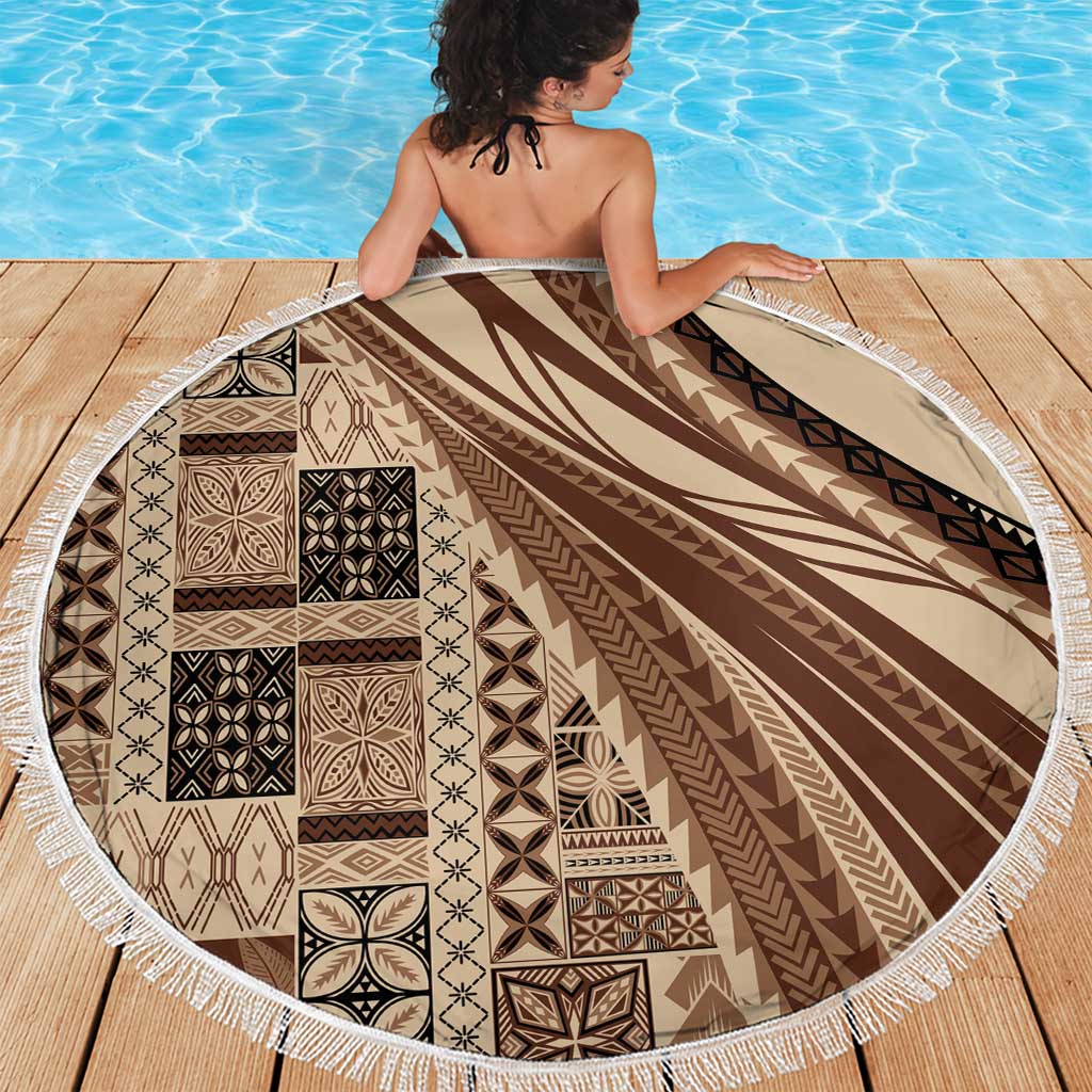 Pasifika Women's Day - Samoa Siapo Malu Tattoo Inspired Beach Blanket Beige
