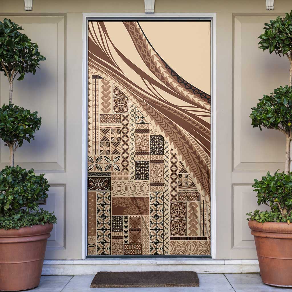 Pasifika Women's Day - Samoa Siapo Malu Tattoo Inspired Door Cover Beige LT7 Beige - Polynesian Pride