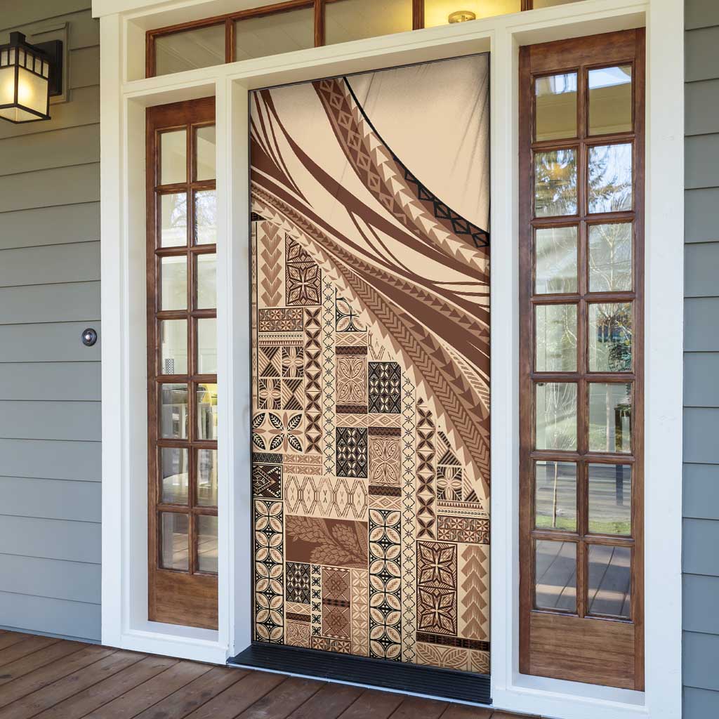 Pasifika Women's Day - Samoa Siapo Malu Tattoo Inspired Door Cover Beige LT7 - Polynesian Pride
