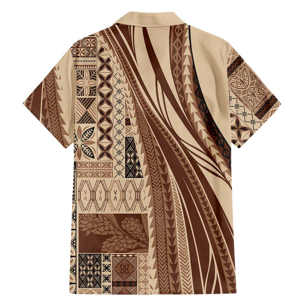 Pasifika Women's Day - Samoa Siapo Malu Tattoo Inspired Family Matching Off Shoulder Maxi Dress and Hawaiian Shirt Beige