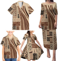 Pasifika Women's Day - Samoa Siapo Malu Tattoo Inspired Family Matching Puletasi and Hawaiian Shirt Beige