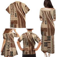 Pasifika Women's Day - Samoa Siapo Malu Tattoo Inspired Family Matching Puletasi and Hawaiian Shirt Beige