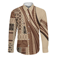 Pasifika Women's Day - Samoa Siapo Malu Tattoo Inspired Family Matching Summer Maxi Dress and Hawaiian Shirt Beige