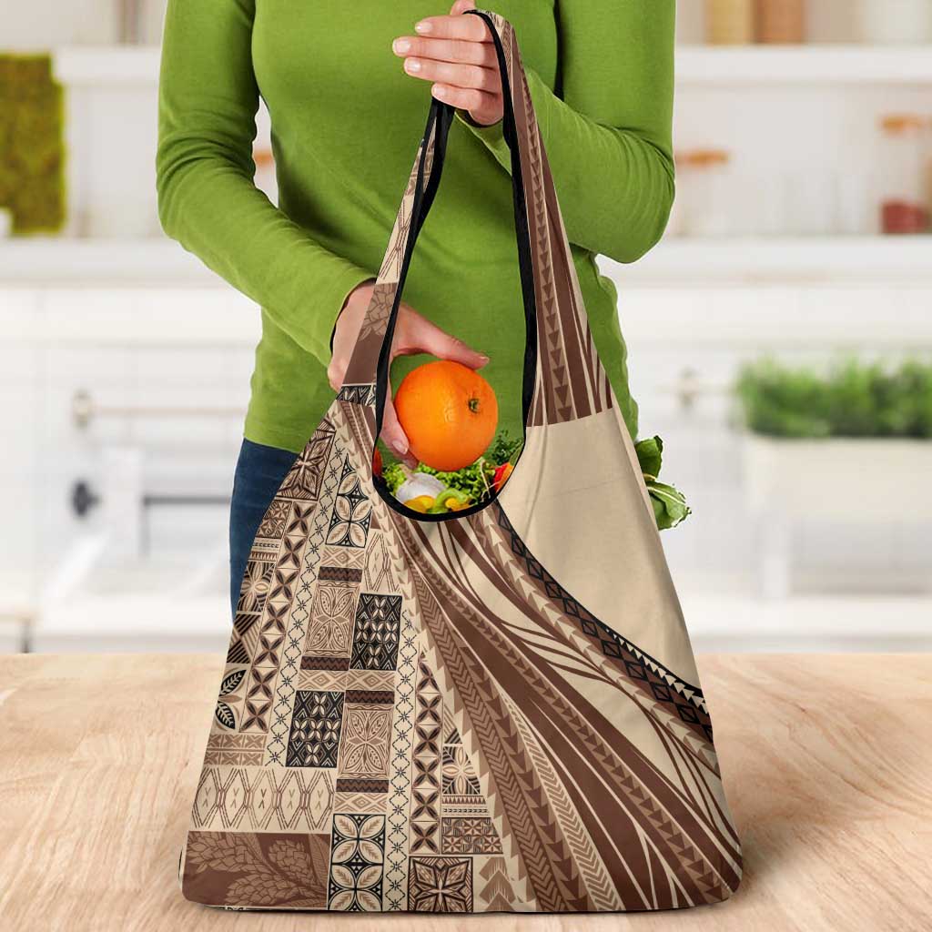 Pasifika Women's Day - Samoa Siapo Malu Tattoo Inspired Grocery Bag Beige