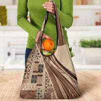 Pasifika Women's Day - Samoa Siapo Malu Tattoo Inspired Grocery Bag Beige