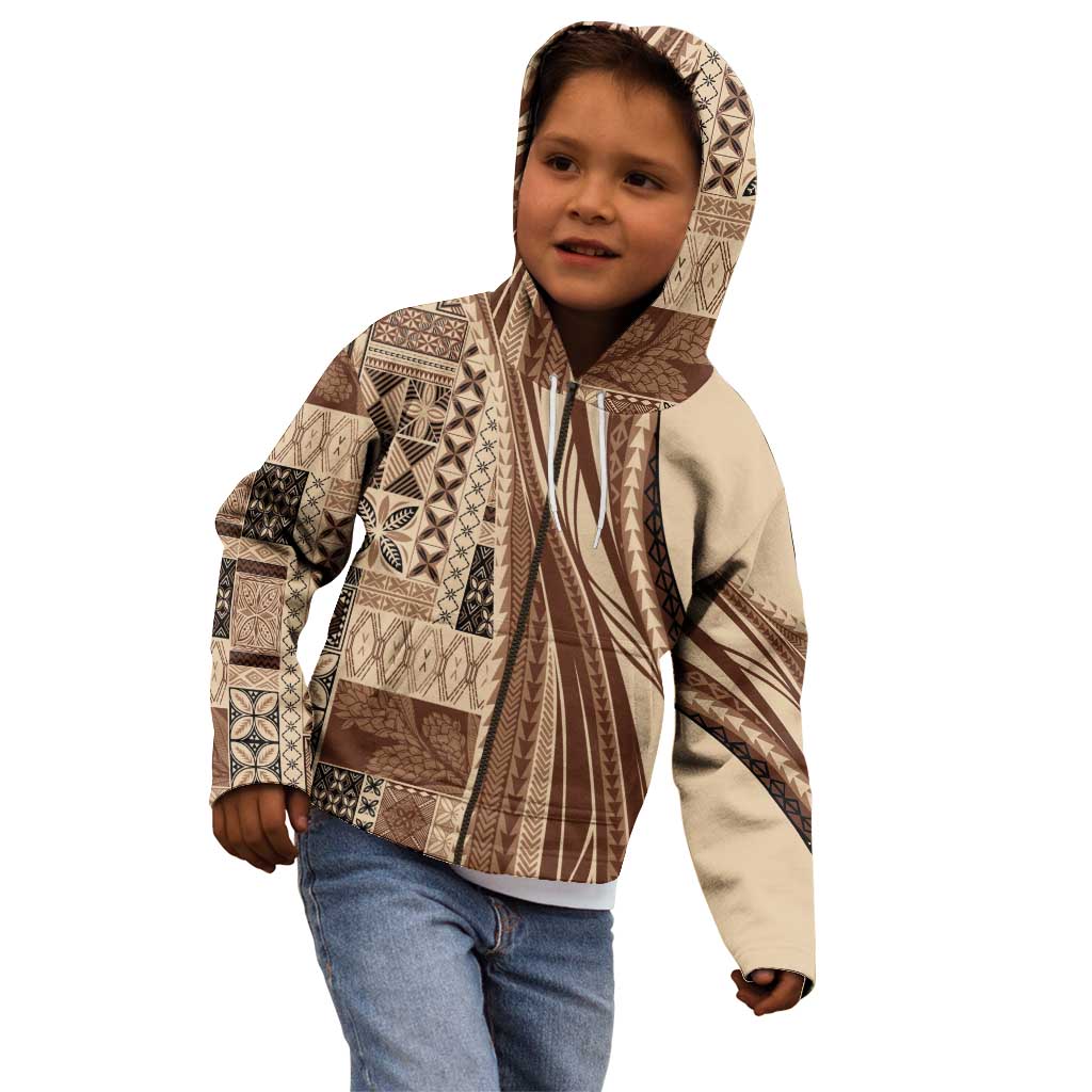 Pasifika Women's Day - Samoa Siapo Malu Tattoo Inspired Kid Hoodie Beige LT7 - Polynesian Pride