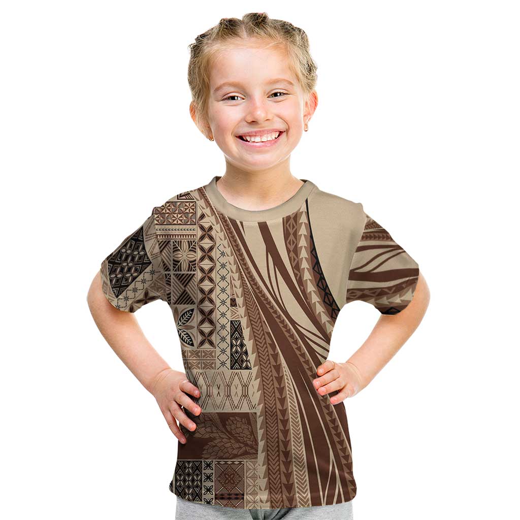 Pasifika Women's Day - Samoa Siapo Malu Tattoo Inspired Kid T Shirt Beige LT7 Beige - Polynesian Pride