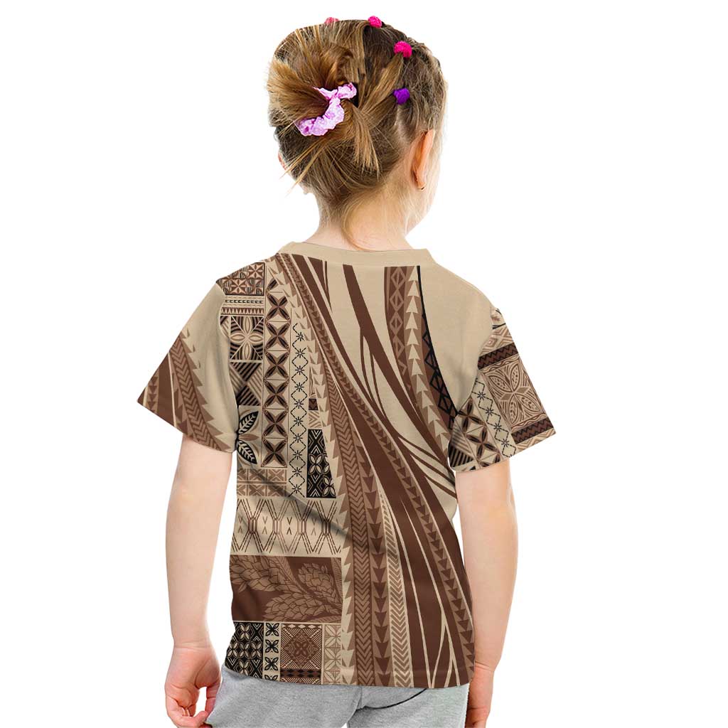 Pasifika Women's Day - Samoa Siapo Malu Tattoo Inspired Kid T Shirt Beige LT7 - Polynesian Pride
