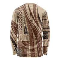 Pasifika Women's Day - Samoa Siapo Malu Tattoo Inspired Long Sleeve Shirt Beige