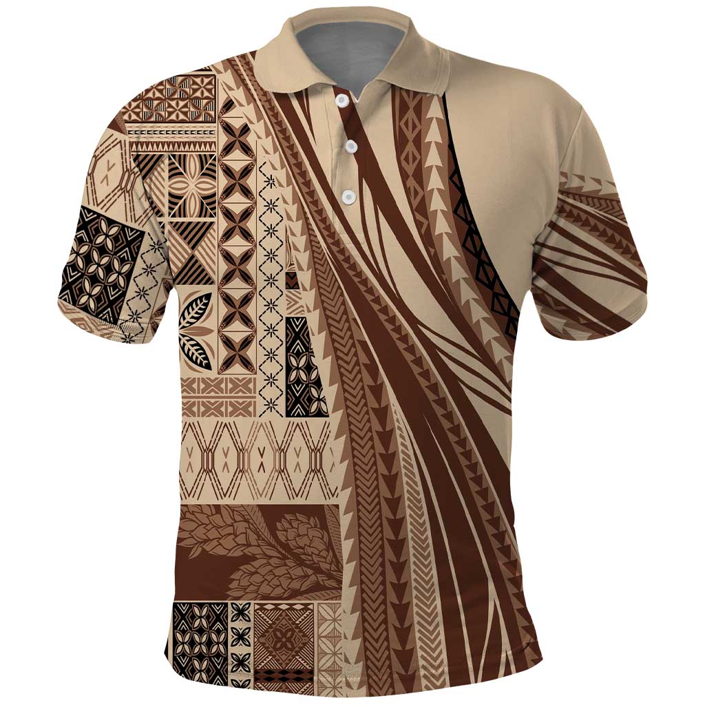 Pasifika Women's Day - Samoa Siapo Malu Tattoo Inspired Polo Shirt Beige LT7 Beige - Polynesian Pride