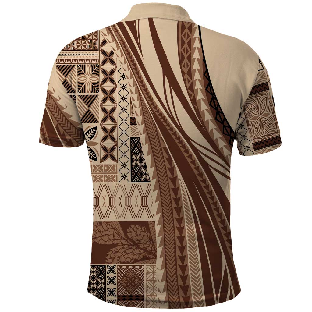 Pasifika Women's Day - Samoa Siapo Malu Tattoo Inspired Polo Shirt Beige LT7 - Polynesian Pride