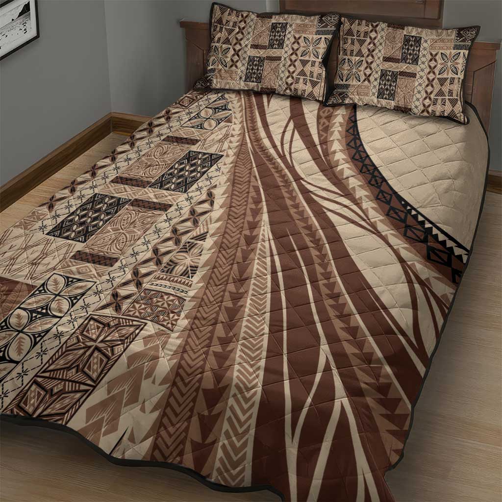 Pasifika Women's Day - Samoa Siapo Malu Tattoo Inspired Quilt Bed Set Beige