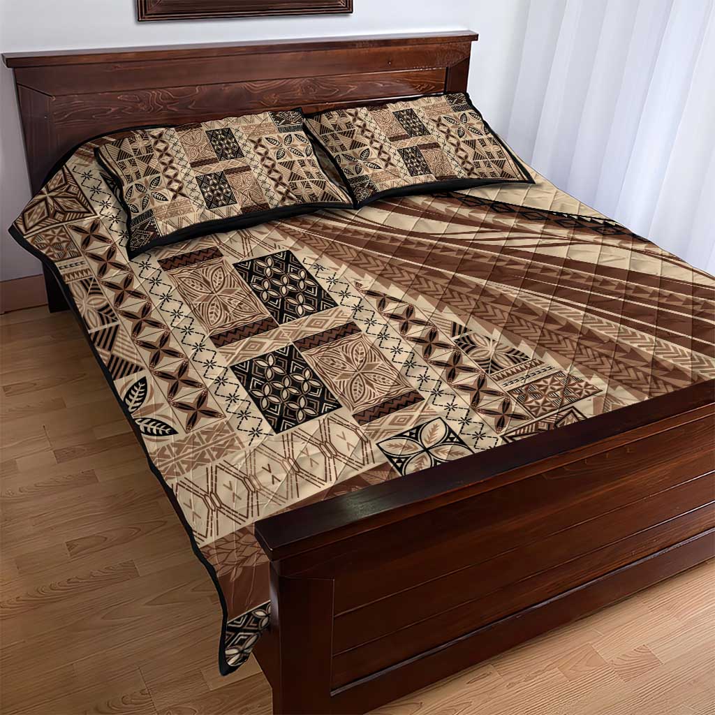 Pasifika Women's Day - Samoa Siapo Malu Tattoo Inspired Quilt Bed Set Beige