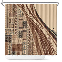 Pasifika Women's Day - Samoa Siapo Malu Tattoo Inspired Shower Curtain Beige