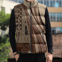Pasifika Women's Day - Samoa Siapo Malu Tattoo Inspired Sleeveless Puffer Jacket Beige
