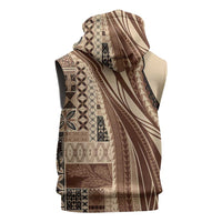 Pasifika Women's Day - Samoa Siapo Malu Tattoo Inspired Sleeveless Zip Hoodie Beige