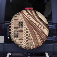 Pasifika Women's Day - Samoa Siapo Malu Tattoo Inspired Spare Tire Cover Beige LT7 No hole Beige - Polynesian Pride