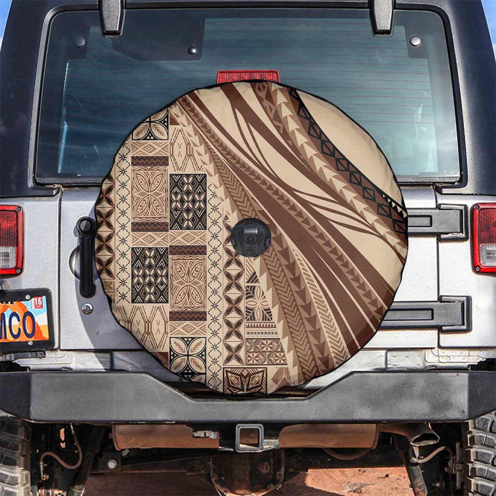 Pasifika Women's Day - Samoa Siapo Malu Tattoo Inspired Spare Tire Cover Beige LT7 Beige - Polynesian Pride