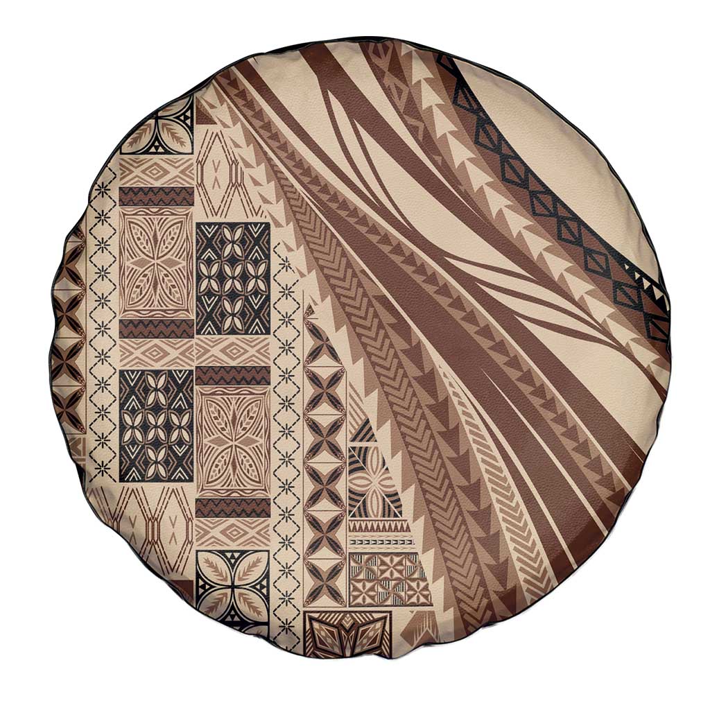 Pasifika Women's Day - Samoa Siapo Malu Tattoo Inspired Spare Tire Cover Beige LT7 - Polynesian Pride