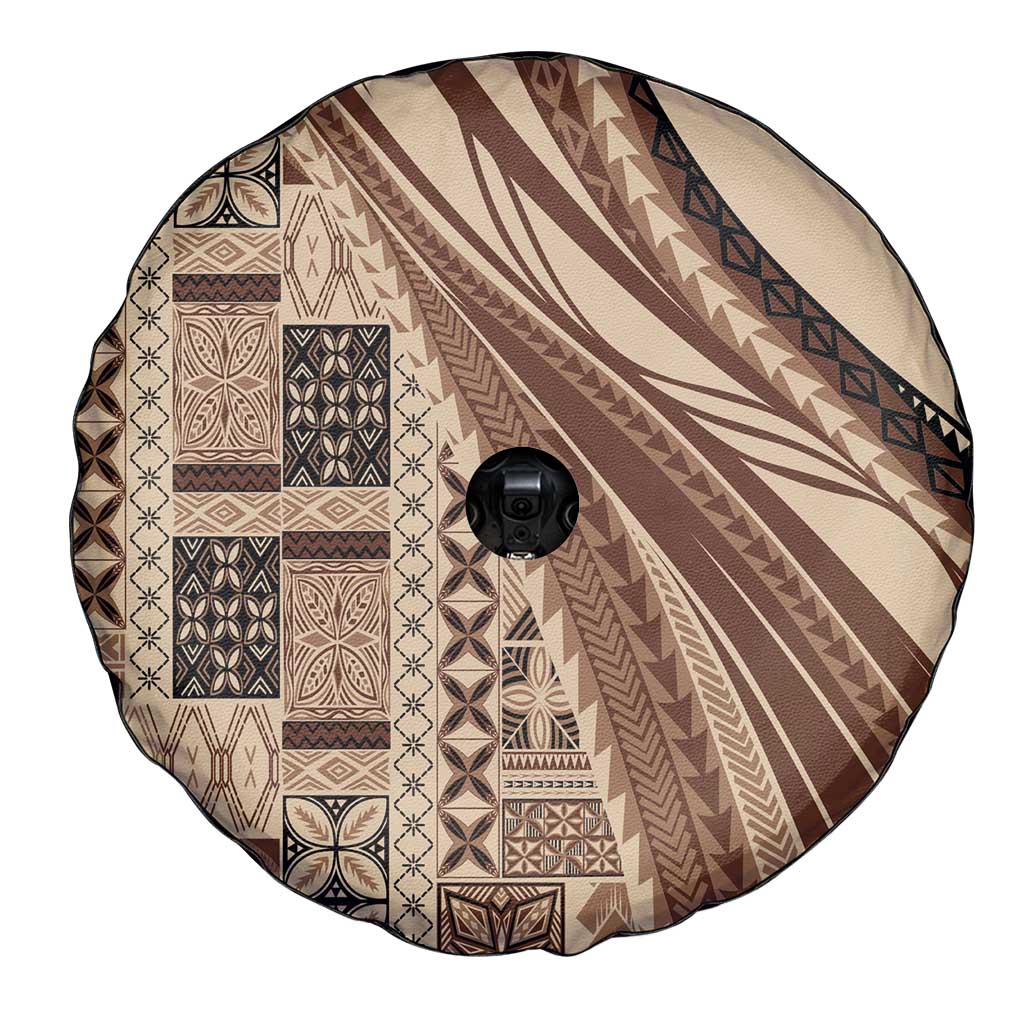 Pasifika Women's Day - Samoa Siapo Malu Tattoo Inspired Spare Tire Cover Beige LT7 - Polynesian Pride