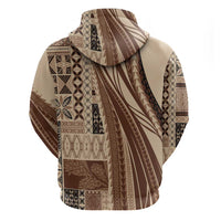 Pasifika Women's Day - Samoa Siapo Malu Tattoo Inspired Zip Hoodie Beige LT7 - Polynesian Pride