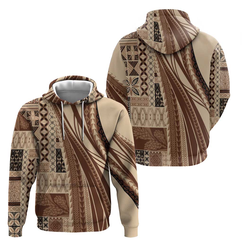 Pasifika Women's Day - Samoa Siapo Malu Tattoo Inspired Zip Hoodie Beige LT7 - Polynesian Pride