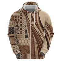 Pasifika Women's Day - Samoa Siapo Malu Tattoo Inspired Zip Hoodie Beige LT7 - Polynesian Pride