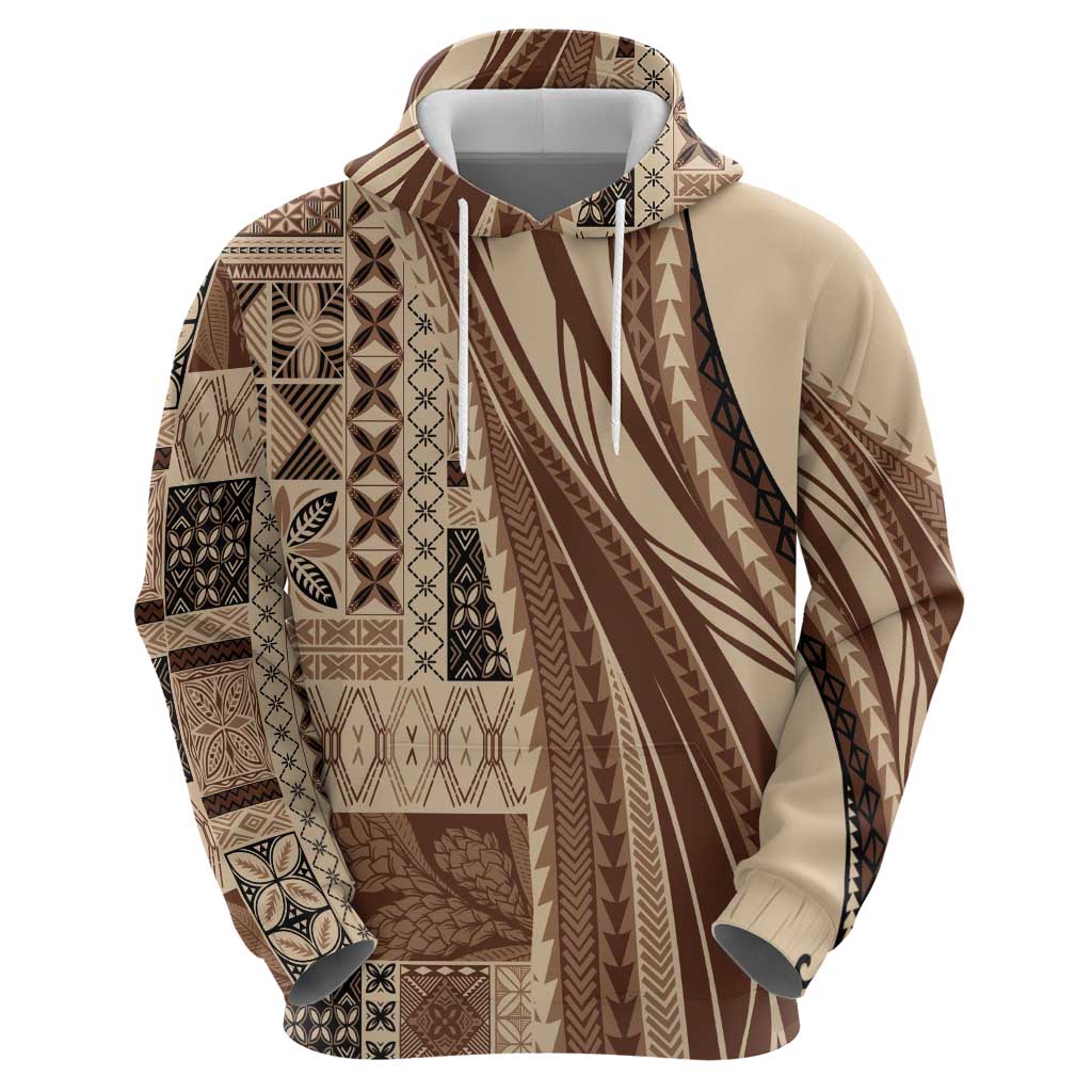 Pasifika Women's Day - Samoa Siapo Malu Tattoo Inspired Zip Hoodie Beige LT7 - Polynesian Pride